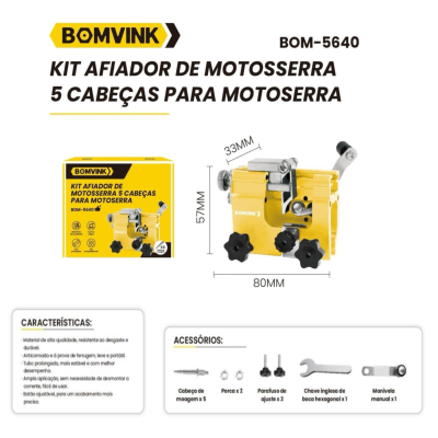 KIT AFIADOR DE CORRENTE PARA MOTOSSERRA COM 5 CABEÇA BOM-5640