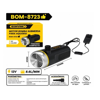 BOMBA SUBMERSA PARA AQUARIO  BIVOLT 110V-220V BOM-8723